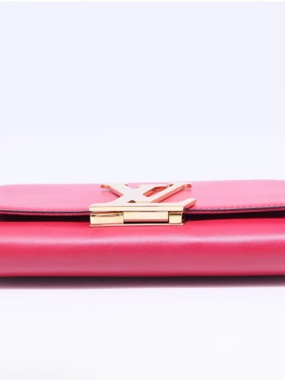 Louis Vuitton Hot Pink Leather Clutch with Gold LV Logo - Picture 5 of 10